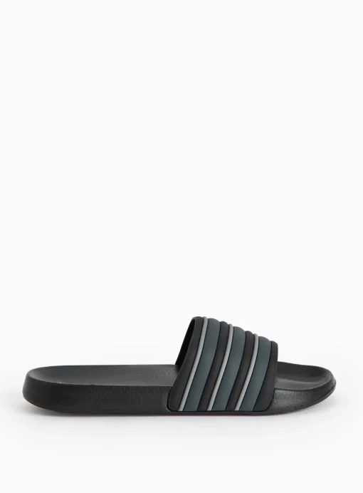 Black Stripe Eva Sliders L
