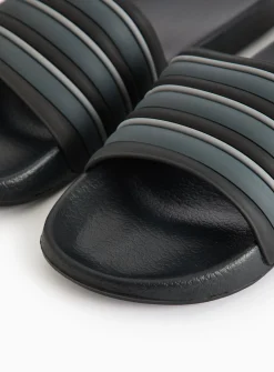 Black Stripe Eva Sliders L