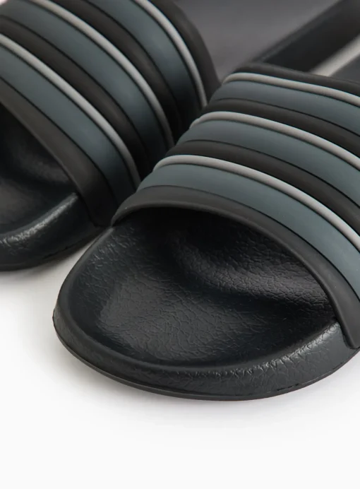 Black Stripe Eva Sliders L