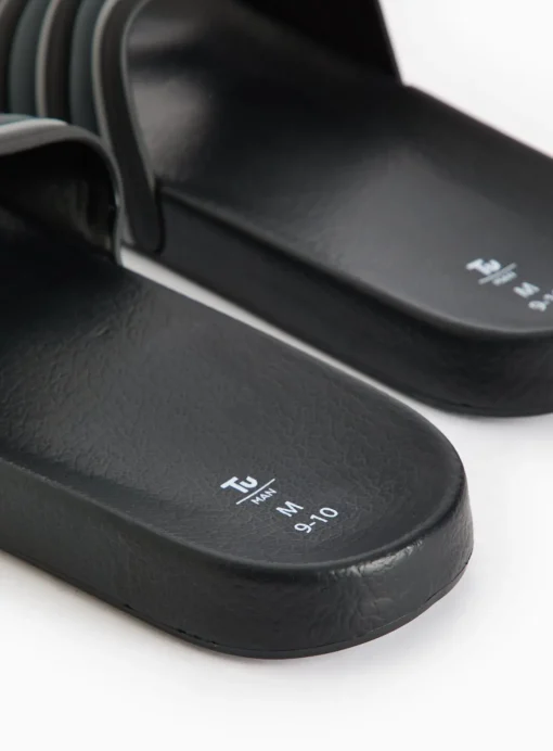 Black Stripe Eva Sliders L