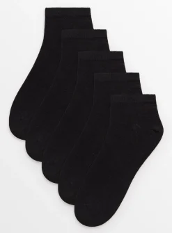 Black Super Soft Modal Blend Trainer Socks 5 Pack 4-8