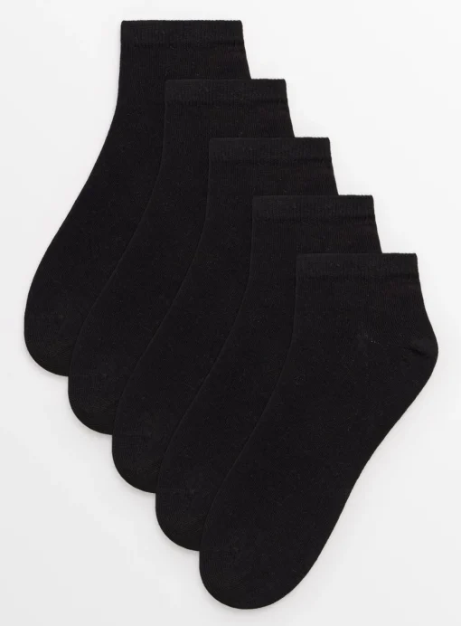 Black Super Soft Modal Blend Trainer Socks 5 Pack 4-8