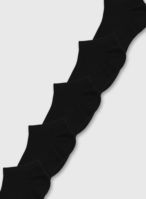 Black Super Soft Modal Blend Trainer Socks 5 Pack 4-8