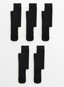 Black Super Soft Seamless Tights 5 Pack 3-4 years