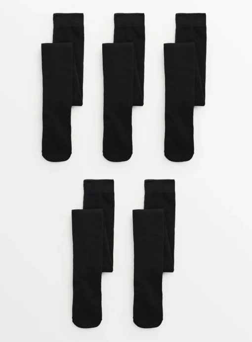 Black Super Soft Seamless Tights 5 Pack 3-4 years
