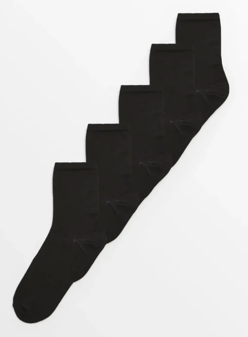 Black Supersoft Socks 5 Pack 4-8