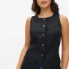 Black Tailored Linen Blend Waistcoat 14