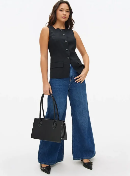 Black Tailored Linen Blend Waistcoat 14