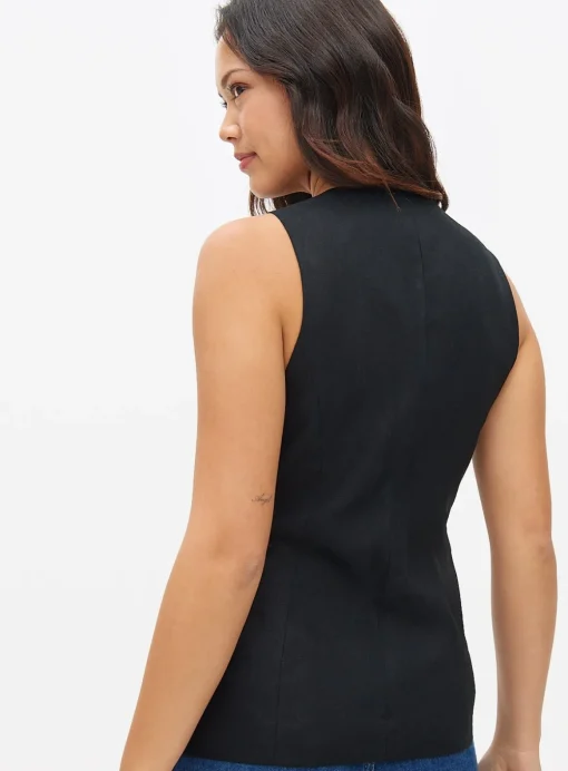 Black Tailored Linen Blend Waistcoat 14