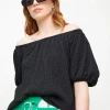 Black Textured Half Sleeve Bardot Top 10