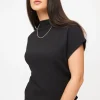 Black Textured High Neck Draped Coord Top 20