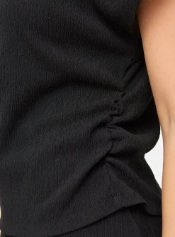 Black Textured High Neck Draped Coord Top 20