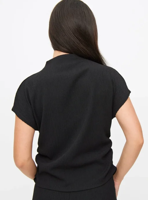Black Textured High Neck Draped Coord Top 20