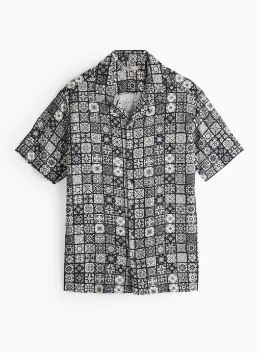 Black Tile Printed Shirt XXL