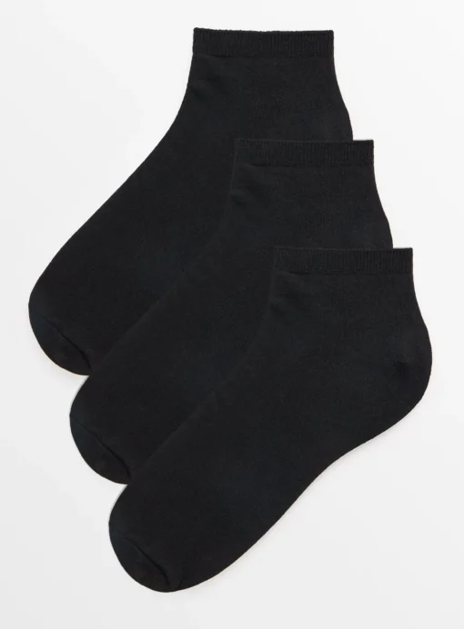 Black Trainer Socks 3 Pack 6-8.5