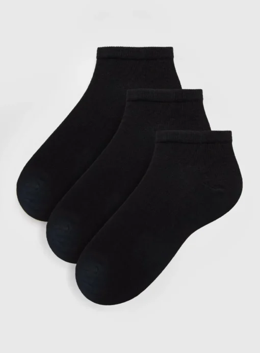 Black Trainer Socks 3 Pack 4-8