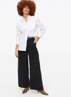 Black Ultra Wide Leg Denim Jeans 20L