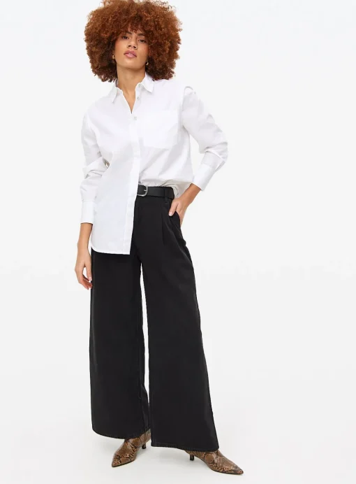 Black Ultra Wide Leg Denim Jeans 20L