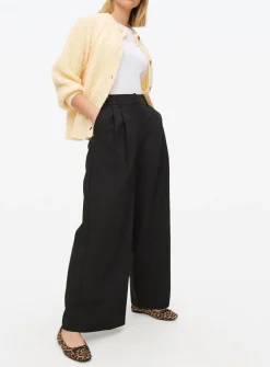 Black Ultra Wide Leg Tailored Trousers 10R