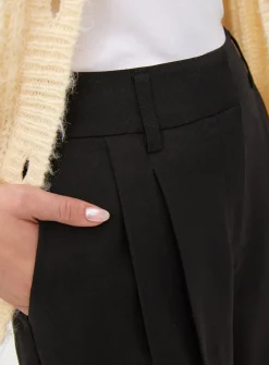 Black Ultra Wide Leg Tailored Trousers 10R