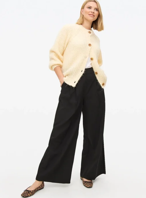 Black Ultra Wide Leg Tailored Trousers 10R