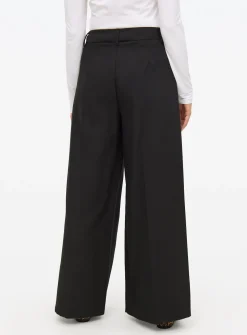 Black Ultra Wide Leg Tailored Trousers 10R