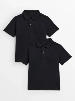 Black Unisex Polo Shirts 2 Pack 6 years