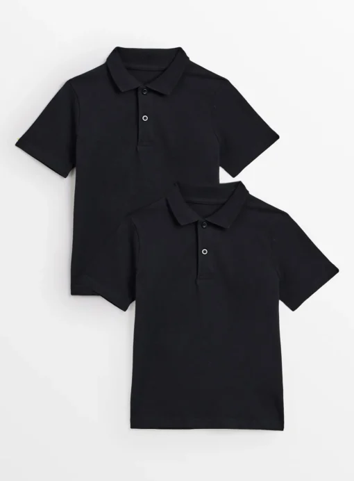 Black Unisex Polo Shirts 2 Pack 6 years