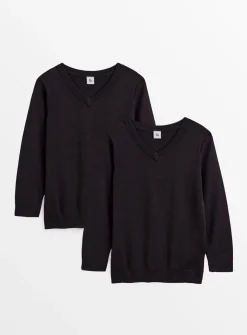 Black V-Neck Jumper 2 Pack 9 years