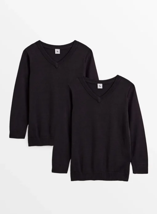 Black V-Neck Jumper 2 Pack 9 years