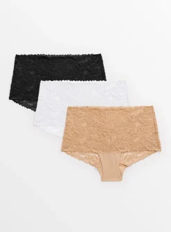 Black, White and Beige Galloon Lace Shorts 3 Pack 16