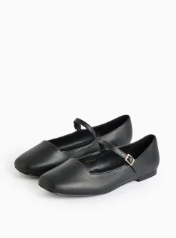 Black Wide-Fit Ballerina Mary-Jane Shoes 7