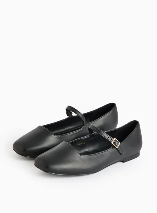 Black Wide-Fit Ballerina Mary-Jane Shoes 7