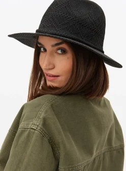 Black Woven Stitch Western Hat One Size