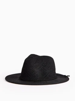 Black Woven Stitch Western Hat One Size
