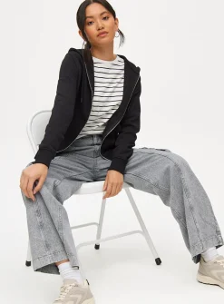 Black Zip-Through Coord Hoodie M
