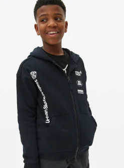 Black Zip-Through Skater Hoodie 5 years