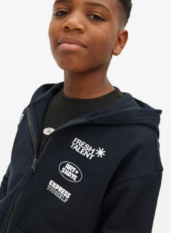 Black Zip-Through Skater Hoodie 5 years