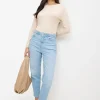 Bleach Washed Denim Relaxed Straight Jeans 20R