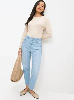Bleach Washed Denim Relaxed Straight Jeans 20R