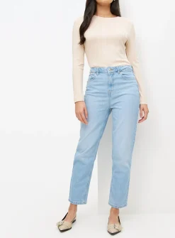 Bleach Washed Denim Relaxed Straight Jeans 20R