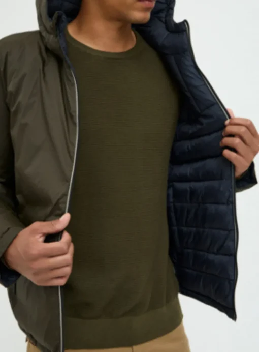 BLEND Lightweight Khaki/Black Reversible Padded Jacket S