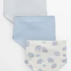 Blue & Elephant Print Hanky Bibs 3 Pack One Size