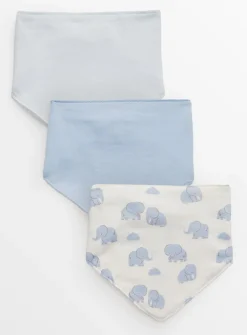 Blue & Elephant Print Hanky Bibs 3 Pack One Size