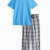 Blue & Grey Check Woven Pyjamas XL