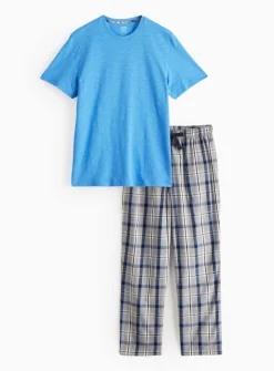 Blue & Grey Check Woven Pyjamas XL