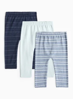Blue & Stripe Print Leggings 3 Pack 6-9 months