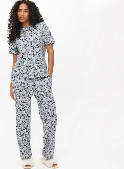 Blue Banana Leaf Print Co-ord Pyjama Top L