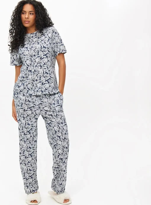 Blue Banana Leaf Print Co-ord Pyjama Top L