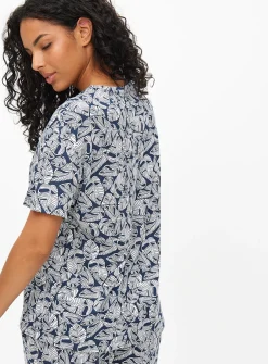 Blue Banana Leaf Print Co-ord Pyjama Top L